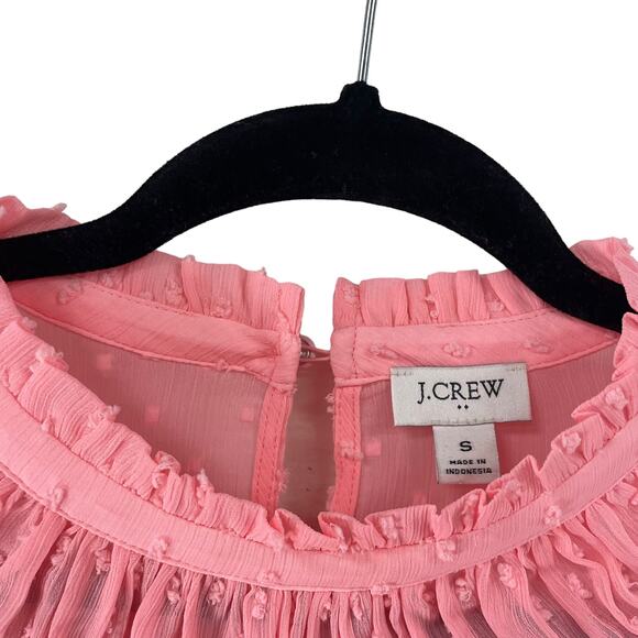 J. Crew Factory Light Pink Long Sleeve Clip Dot Smocked Top Womens Small - Picture 4 of 5